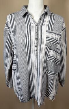 Wonderly Gray and White Linen Shirt Size S
